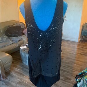 Black Sleeveless Embellished Top